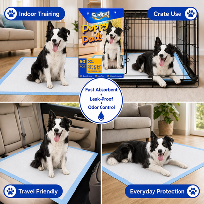 Sunypet Puppy Pads Disposable Dog Potty Training Pads, Quick Dry, Ultra Absorbent, XL 30"x34", 50ct