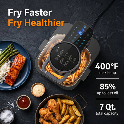 Casualife 8 in 1 Air Fryer 6 Qt Capacity, Compact Countertop with Nonstick Basket, 400F Air Crisp