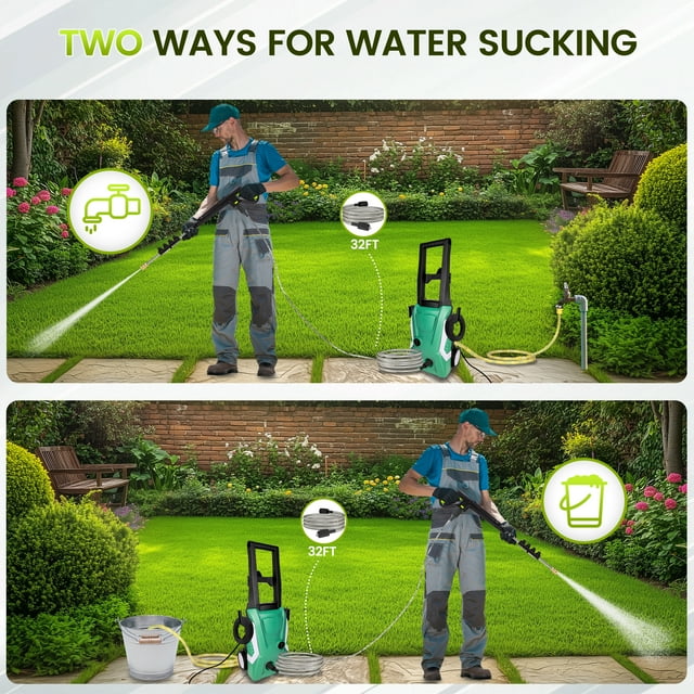 OHHANI Electric Pressure Washer with 32 ft Hose, 2030 PSI Max 2.4 GPM 220V with Foam Cannon 4 Nozzles for Cleaning Cars Patios Driveways Fences Pools