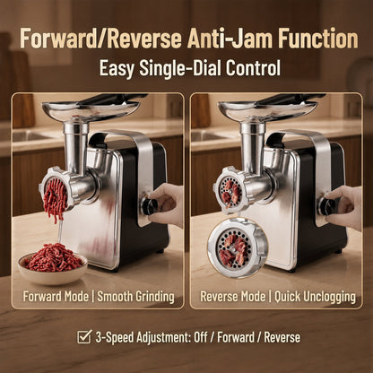 Casualife Electric Meat Grinder & Slicer, Multifunctional Food Processor, 5 Slicing Cones, 3 Molds (Includes Kibbeh) & 2 Blades