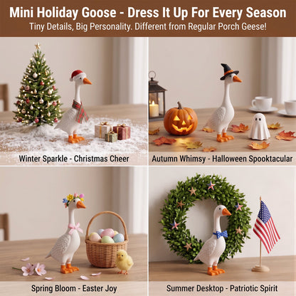 OHHANI 12-Inch Resin Porch Goose Statue, Classic White Garden Yard Decor, Indoor & Outdoor Lawn Ornament