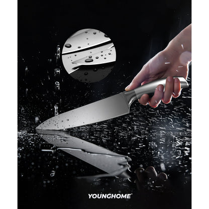 Younghome 14 Pcs Sharp Knife Set with Block Built-in Sharpener,Ergonomic Handle,Kitchen Chef Knives