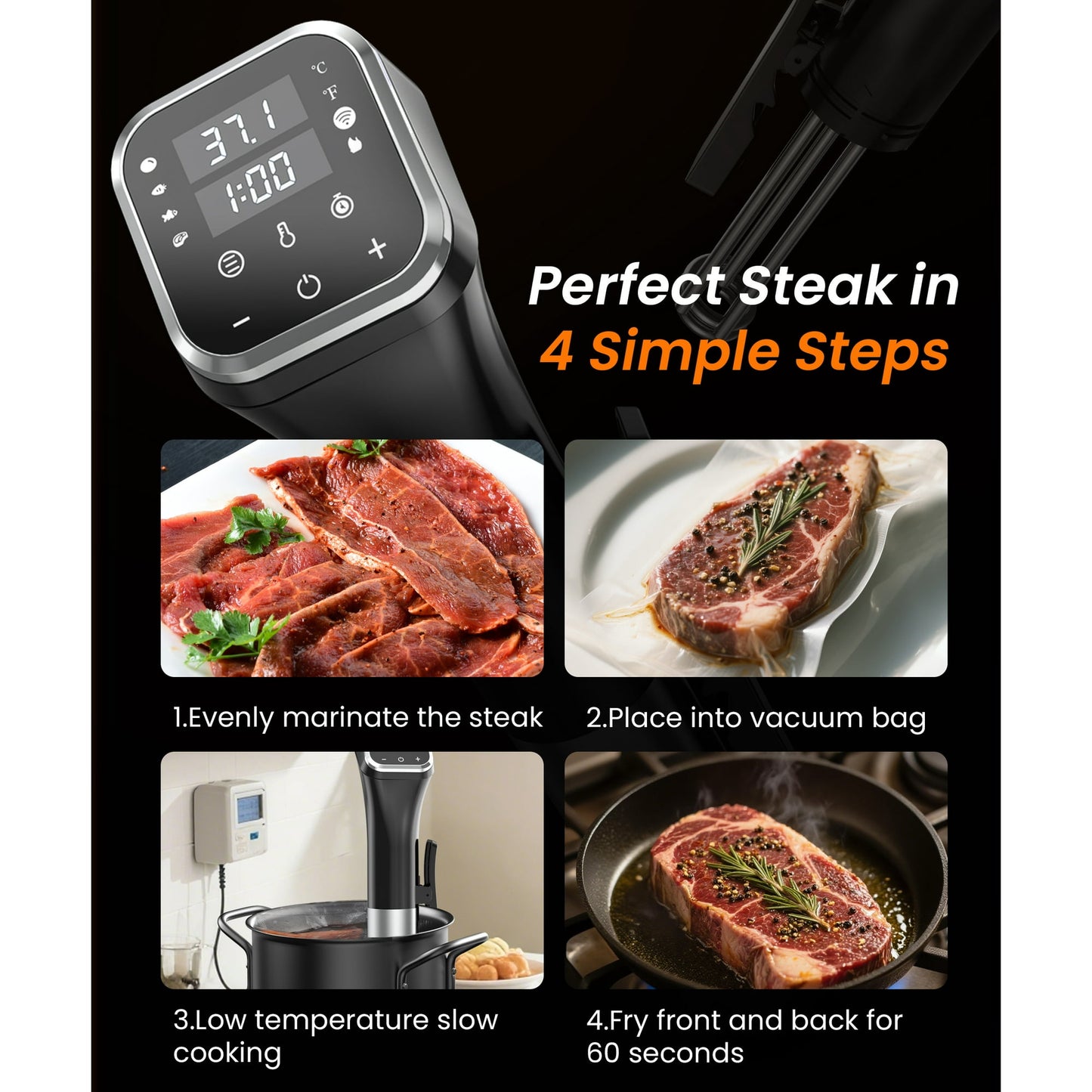 Casualife Sous Vide Precision Cooker, 1100W Immersion Circulator with Digital Touchscreen and Accurate Temperature Control