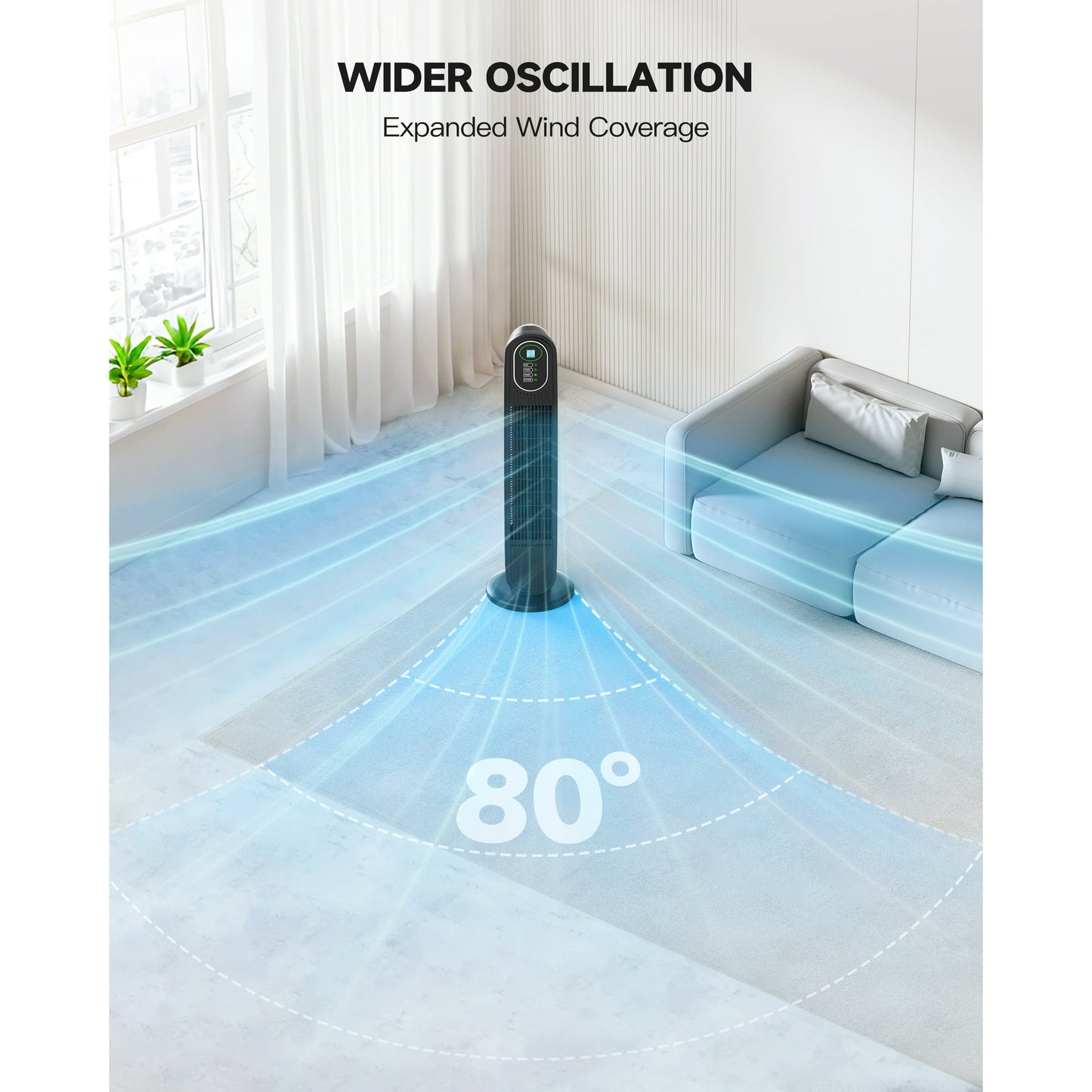 NFTIGB Oscillating Tower Fan for Home, Quiet Fans with Remote, 9H Timer, 3 Modes 3 Speeds, 29 inch, Black, New