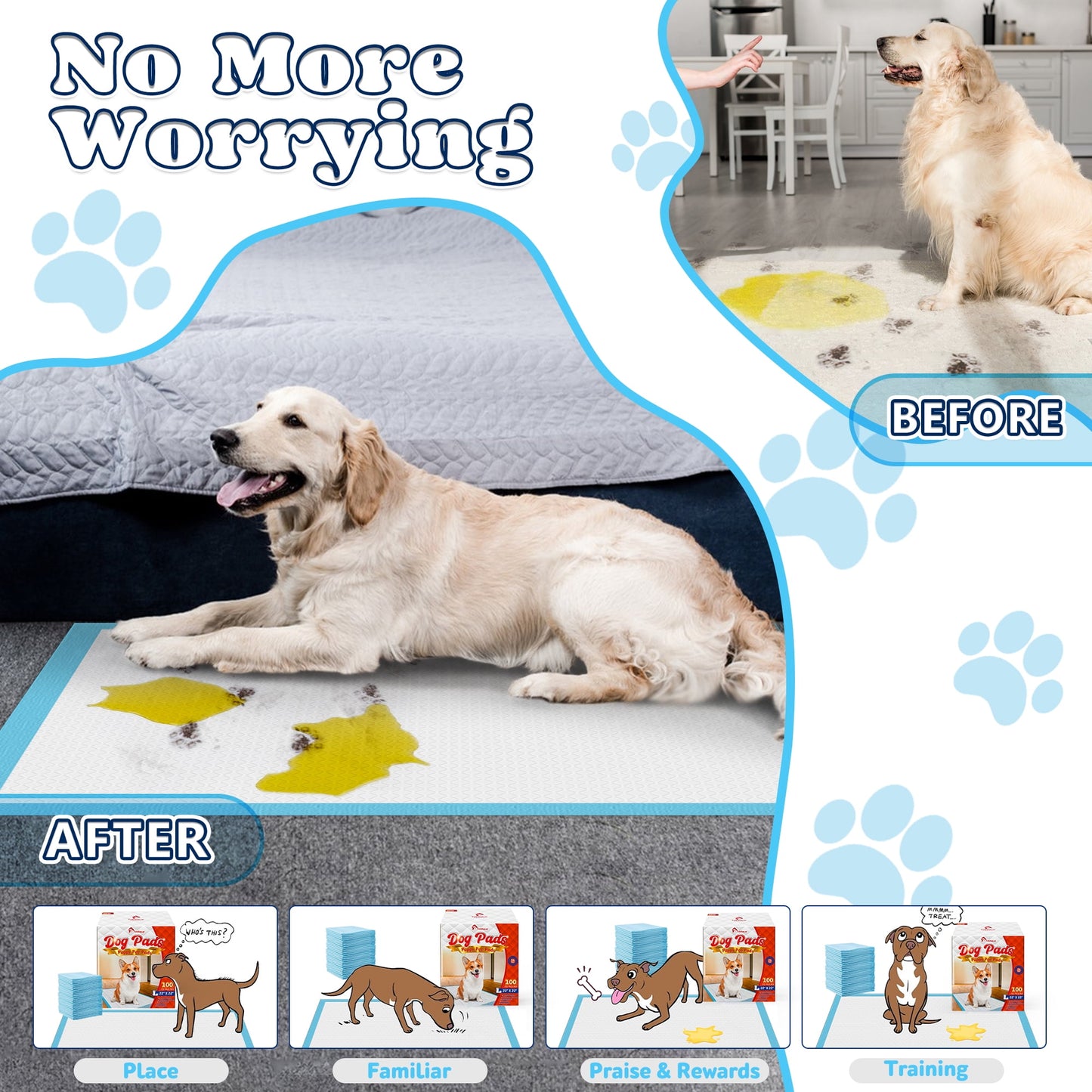 Tolobeve Dog Training Pads, XL, 26 in x 30 in, 30 Count Disposable Dog Pads, Puppy Pee Pads