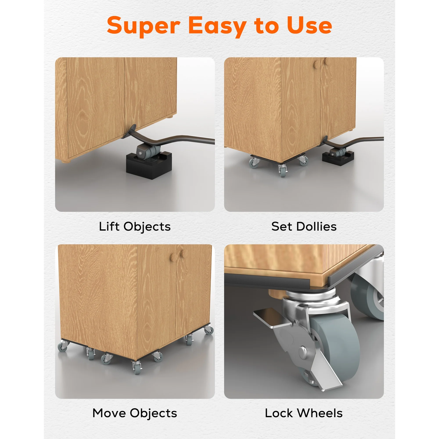 M Buder Heavy Duty Furniture Movers, Dolly Set Rotatable Rubber Universal 4 Wheels, Alloy Steel Furniture Moving Dolly, 1800 LBS Load Capacity, 5.3 in x 5.3 in