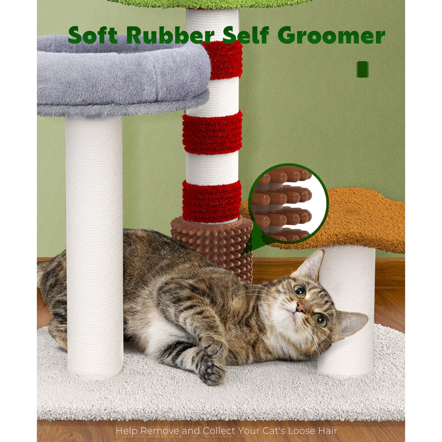 Cat Tree 35.4" Cute Christmas Tree Cat Scratching Post Tower with Perch for Indoor Kitten Kitty
