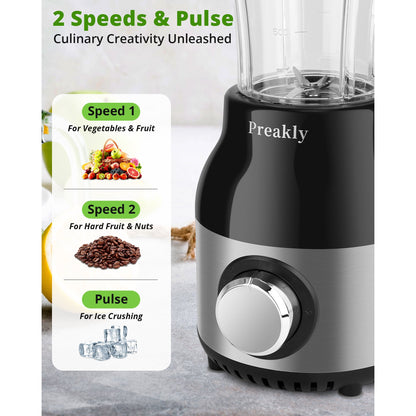 Preakly Countertop Blender Food Processor Combo, 4 in 1 Kitchen Electric Blender/Grinder/Chopper,New