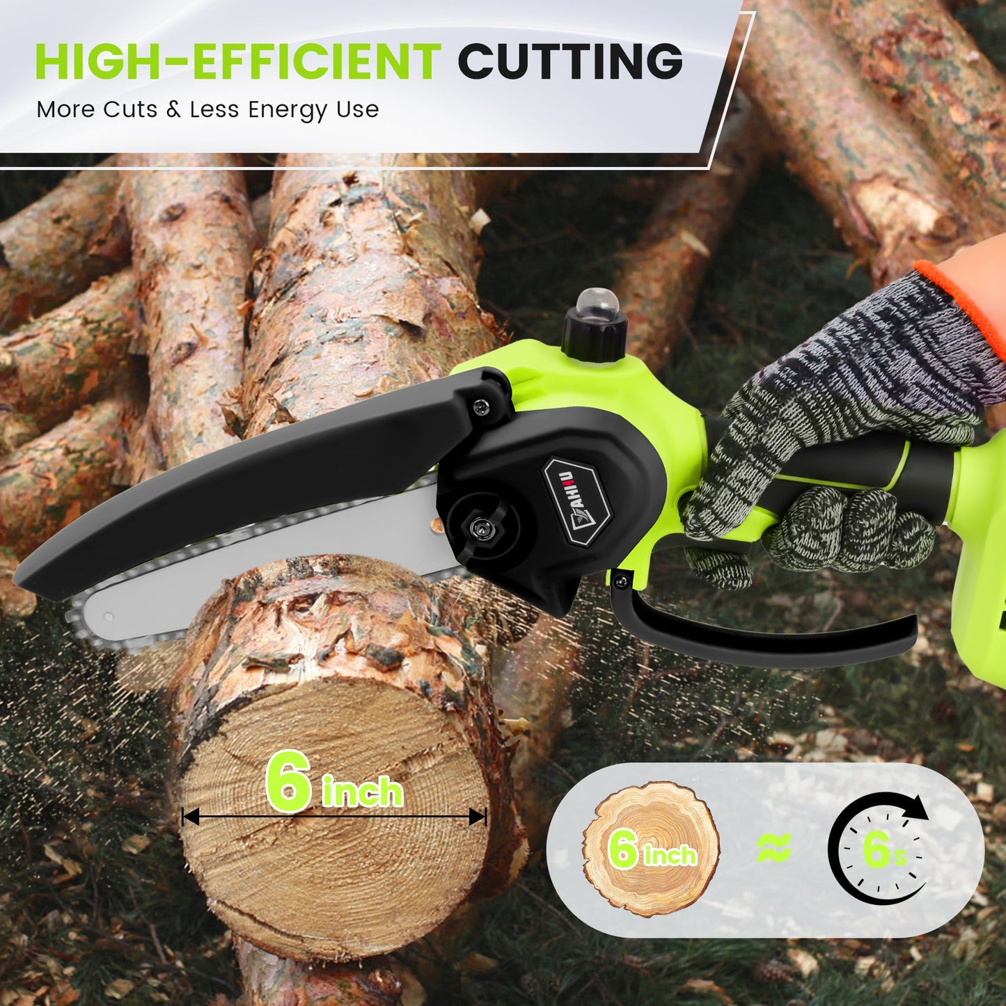YAHHU 6 inch Mini Chainsaw Set with Oiler System & 21V Battery, Cordless Electric Chainsaw,New