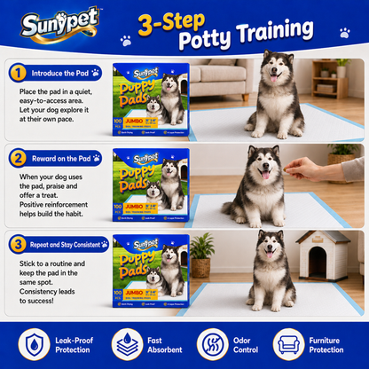 Sunypet Puppy Pads Disposable Dog Potty Training Pads, Quick Dry, Ultra Absorbent,Jumbo 36"x40", 100ct