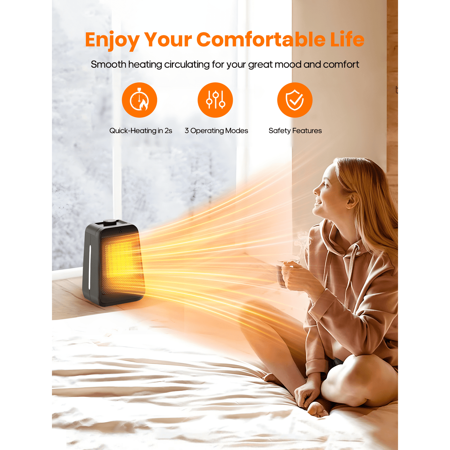 NFTIGB 1500W PTC Space Heater Portable Desktop Electric Heaters for Home, Ceramic Fast Heating, New