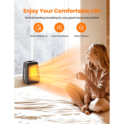 NFTIGB 1500W PTC Space Heater Portable Desktop Electric Heaters for Home, Ceramic Fast Heating, New