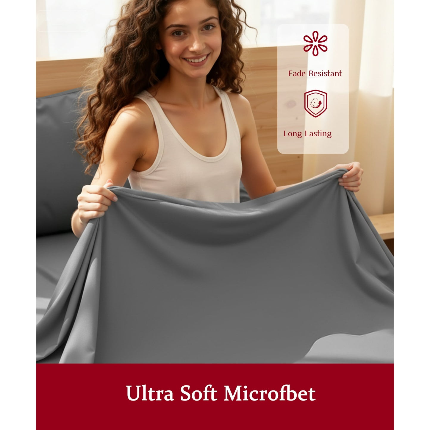 YGXNEWER 3 Pcs Twin Bed Sheet Comfort Set, Soft Breathable Microfiber Sheets, for 14" Deep Mattresses, Pillowcases, Flat Sheet, Fitted Sheet, Gray