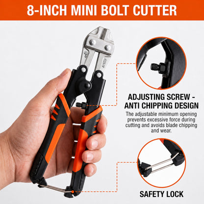 OHHANI 3-Piece Bolt Cutter Set, 14" Heavy Duty & 8" Mini Sizes, 8" Wire Rope Cutter, CR-V Blades, Portable Carry Case for Locks, Chains & Iron Wire