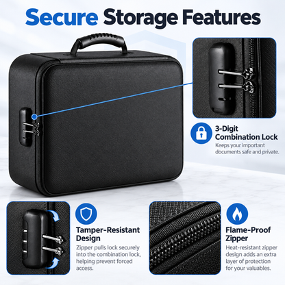 YWXZZYF Fireproof Document Box with Lock Fiberglass Water Proof Safe Storage Case 14.57 in / 37 cm