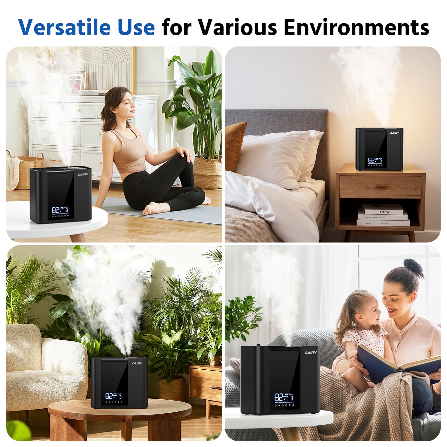 Lairy 5L Humidifiers for Bedroom, Smart Cool Mist for Large Room, 8H Timer Quiet Runtime for Baby, Plant, Black