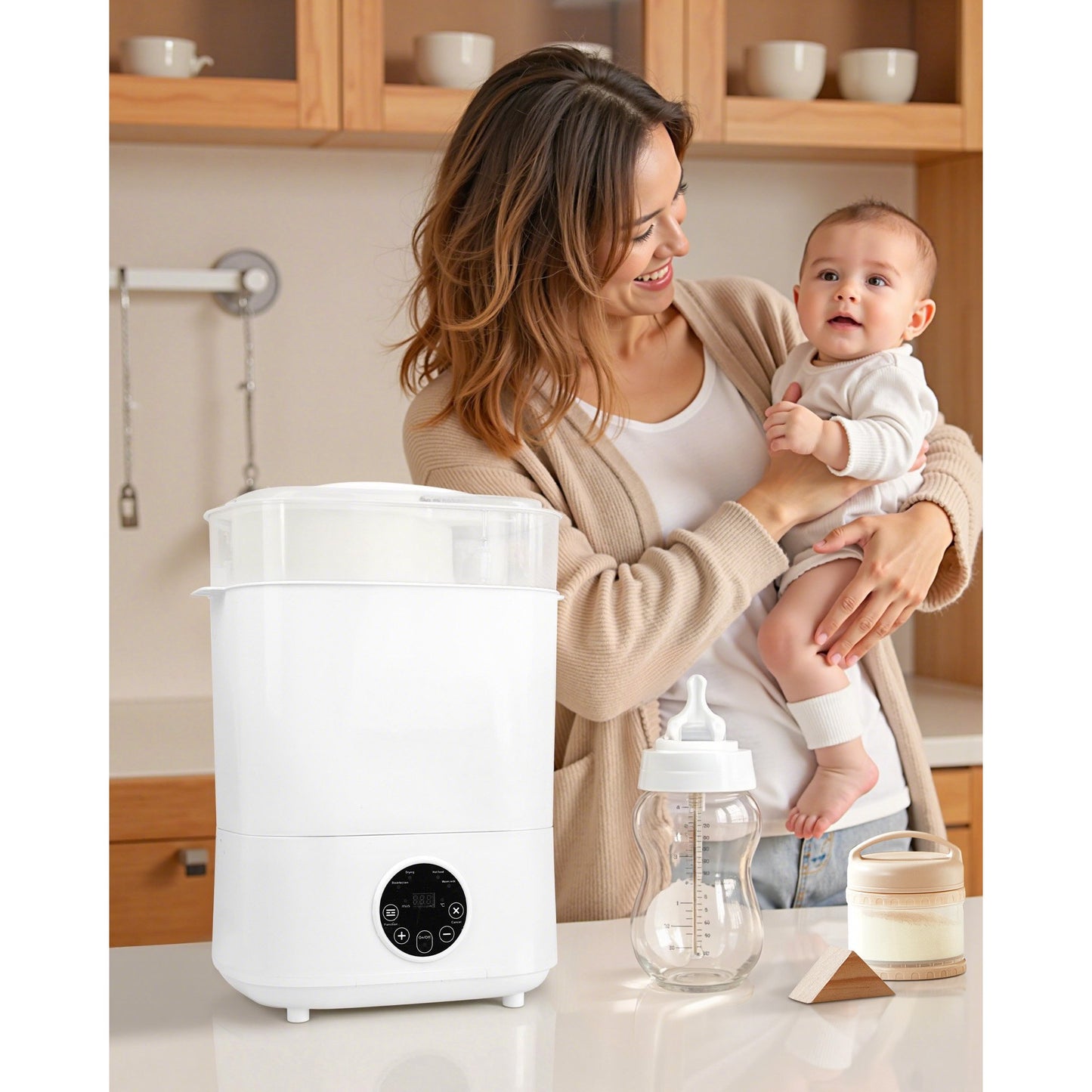 Granlass Bottle Sterilizer and Dryer, Electric Steam with Baby Bottle Warmer, Food Prep