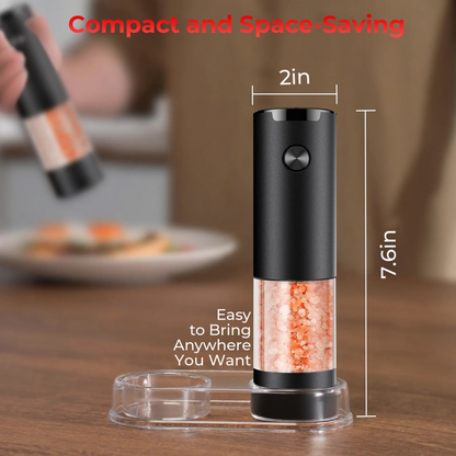 M Buder Electric Salt and Pepper Grinder Set, Automatic Battery Pepper Mill Shakers Adjustable Coarseness Easy Filling with Led, 2 Pack, Black