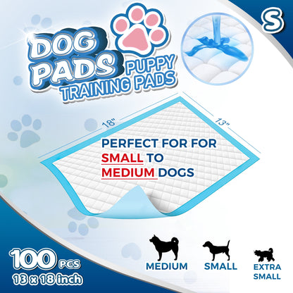 Tolobeve Training Pads, Dog & Puppy Pads,S, 13x18 in,100 Count,Disposable Dog Pee Pads