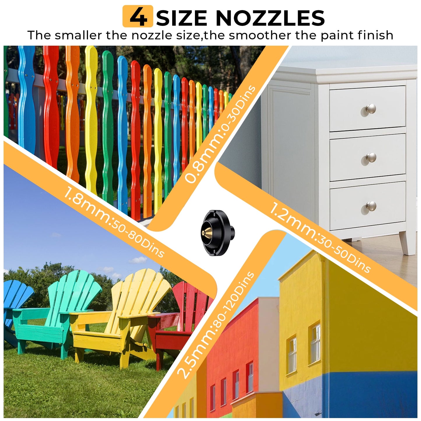 HOTREE Electric Paint Sprayer Gun, 800W HVLP Spray Gun with 1400ml Tank, 4 Nozzles, 3 Patterns, for Furniture, Walls, Fences, Cabinets