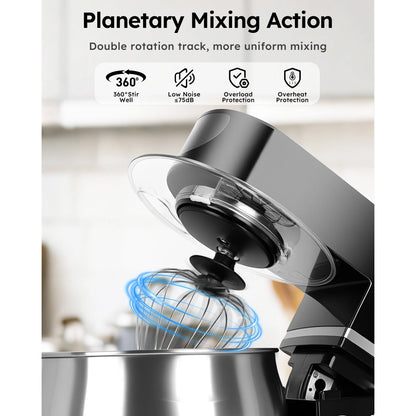Casualife Stand Mixer,6.5-QT 6-Speed Tilt-Head Food Mixer, Kitchen Electric Mixer with Dough Hook, Wire Whip & Beater