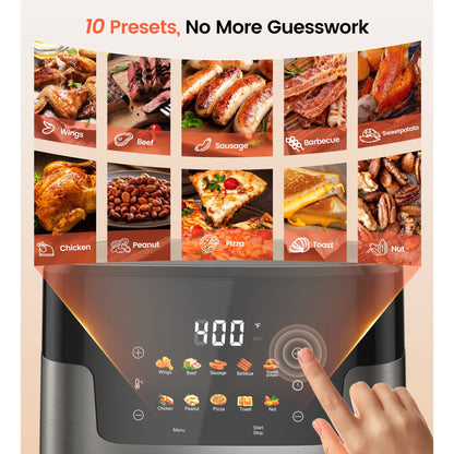 Suodoka 10 in 1 Air Fryer 6 Qt Capacity, Compact Countertop with Nonstick Basket, 400F Air Crisp