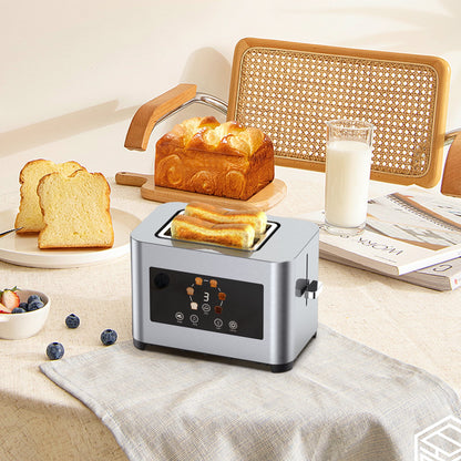 Suodoka Toaster 2 Slice Wide Slots Touchscreen 6 Shade Settings, Stainless Steel Bread Toaster with Reheat, Cancel, Defrost,New