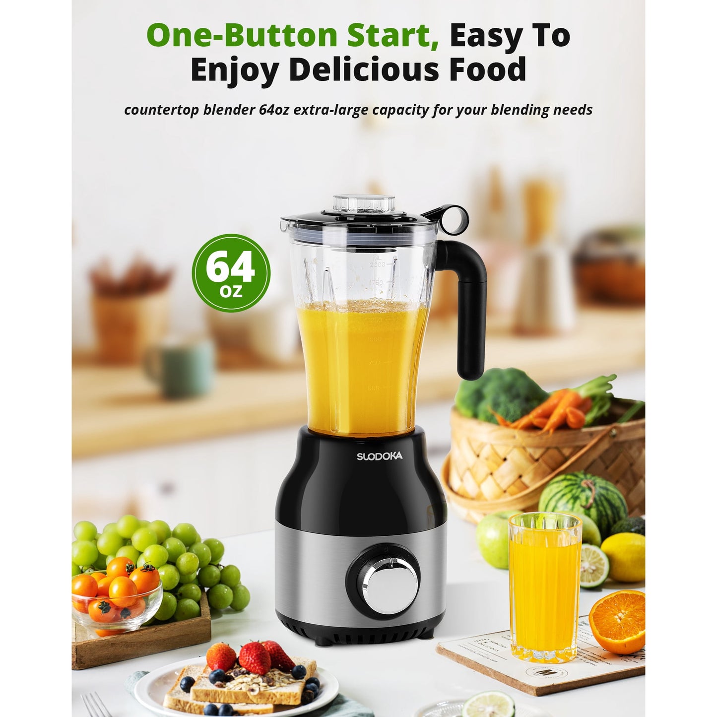 Suodoka Countertop Blender Food Processor Combo, 4 in 1 Kitchen Electric Blender/Grinder/Chopper,New