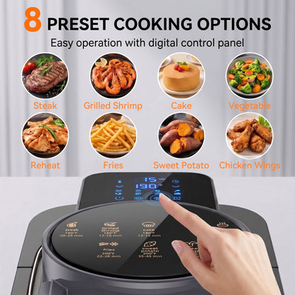 Casualife 8 in 1 Air Fryer 6 Qt Capacity, Compact Countertop with Nonstick Basket, 400F Air Crisp