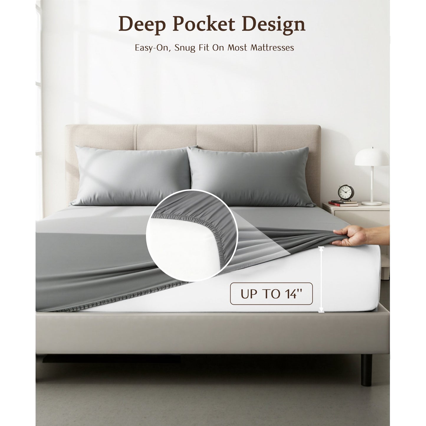 YGXNEWER Full Size 4 Piece Sheet Set, Comfy Breathable Cooling Bed Sheets Set, Hotel Luxury Bedding, Deep Pockets, Ultra-Soft, Wrinkle Free, Grey