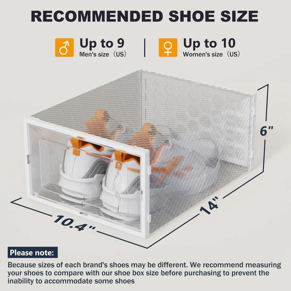Riousery Shoe Boxes Set of 12, Clear Plastic Stackable Shoe Storage Organizer for Home Closet Entryway, Shoe Containers with Lids