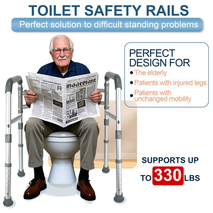 Hodvit Toilet Safety Rails - Adjustable and Removable Folding Toilet Safety Frame, Toilet Handles for The Elderly and The Disabled
