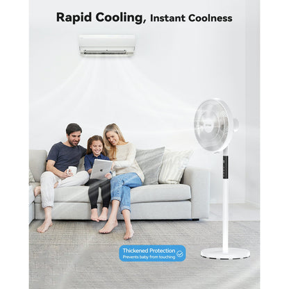 NFTIGB Oscillating Pedestal Fan, 7 Blades 3 Speeds 9H Timer Standing Floor Fan with Remote,White New