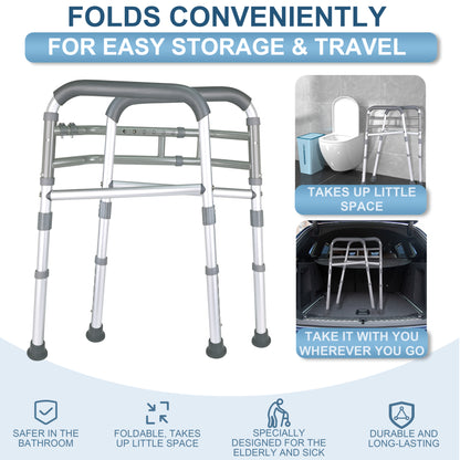 Hodvit Toilet Safety Rails - Adjustable and Removable Folding Toilet Safety Frame, Toilet Handles for The Elderly and The Disabled
