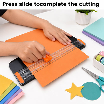 AOLIGO 12 Inch A4 Paper Trimmer, Sliding Paper Cutter with Anti-Slip Base and 45 to 90 Degree Angle Guide for DIY Crafts, Scrapbooking, Black