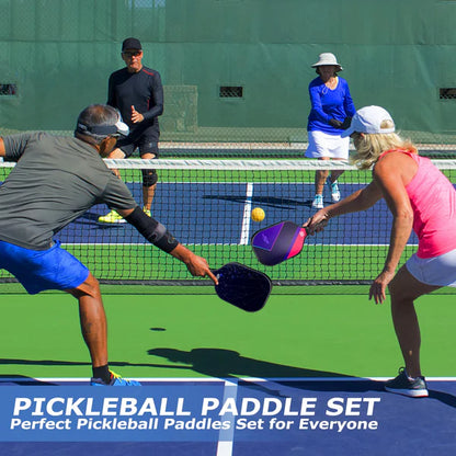 NFTIGB Pickleball Paddles Set, 2 Pickle Ball Rackets with 4 Balls, Lightweight, USAPA Approved