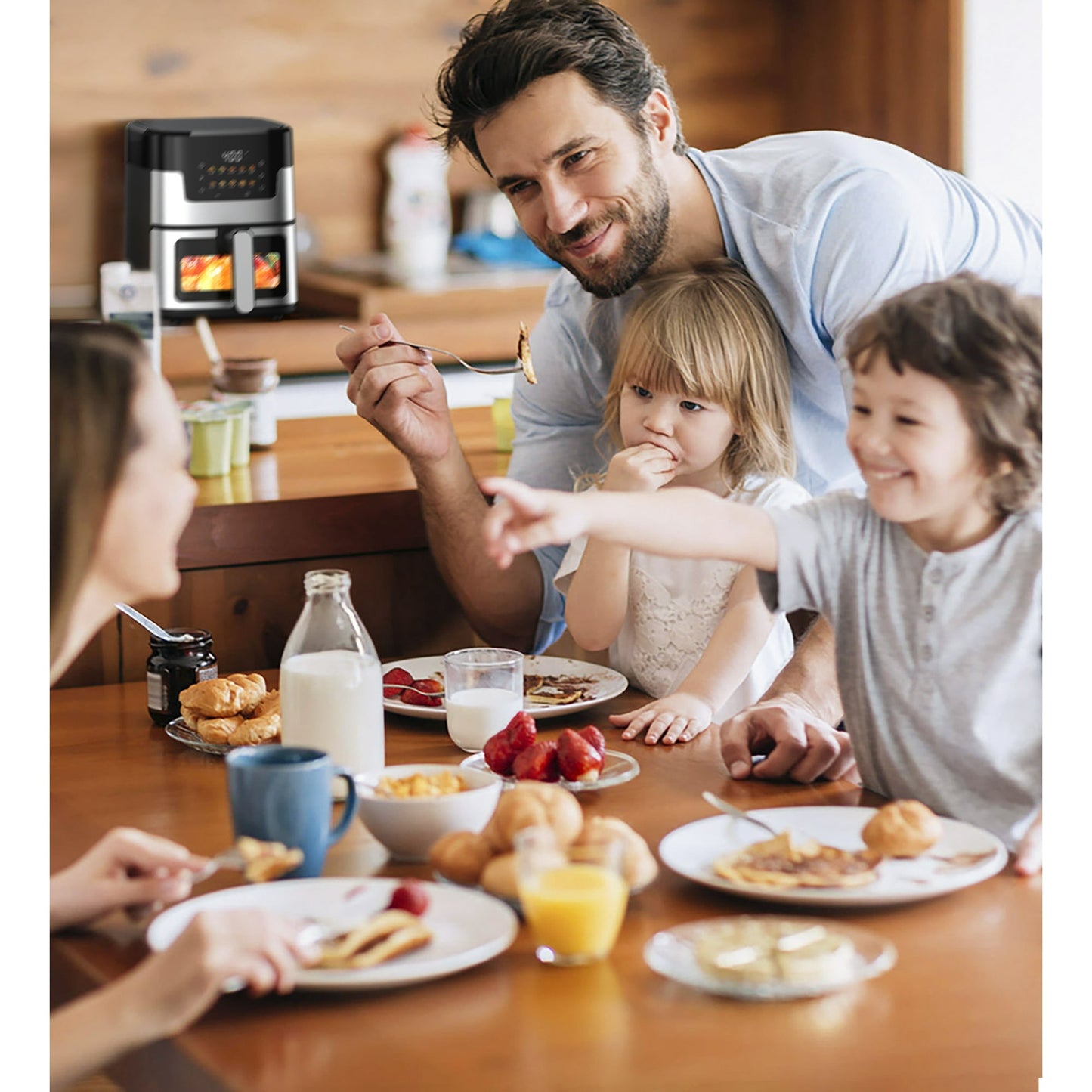 Suodoka 10 in 1 Air Fryer 6 Qt Capacity, Compact Countertop with Nonstick Basket, 400F Air Crisp