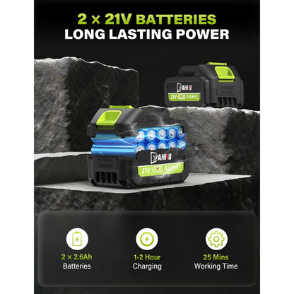 HOTREE Cordless Electric Leaf Blower, 600CFM/170MPH, 3 Speed Mode with 2 X 2.6Ah Battery for Lawn, Patio & Dust Cleaning