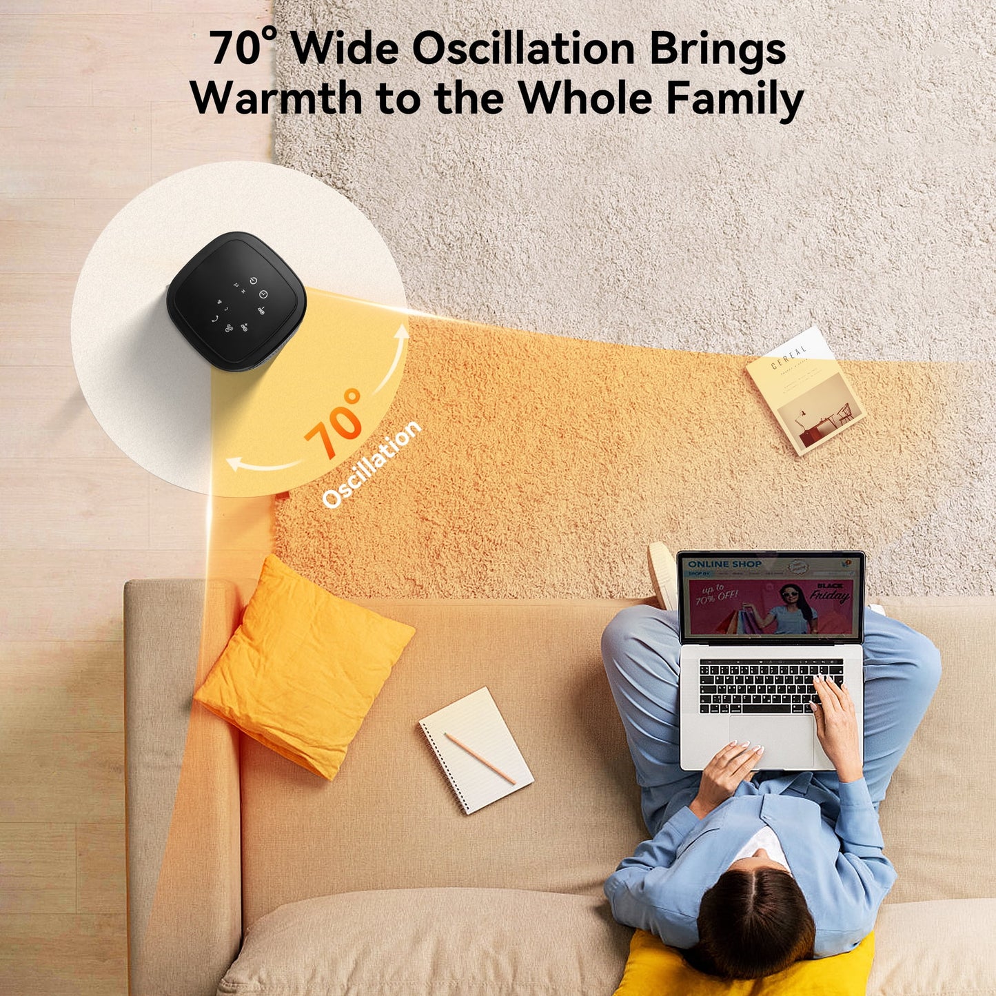 NFTIGB Space Heaters for Home, Desktop Portable Heater with Remote and Timer, 1500W PTC Electric Heater,New