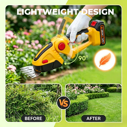 HOTREE Cordless Hedge Trimmer & Grass Shears, 90° Adjustable Head, 25,000 RPM, 2.4 lb, Up to 60 min Runtime
