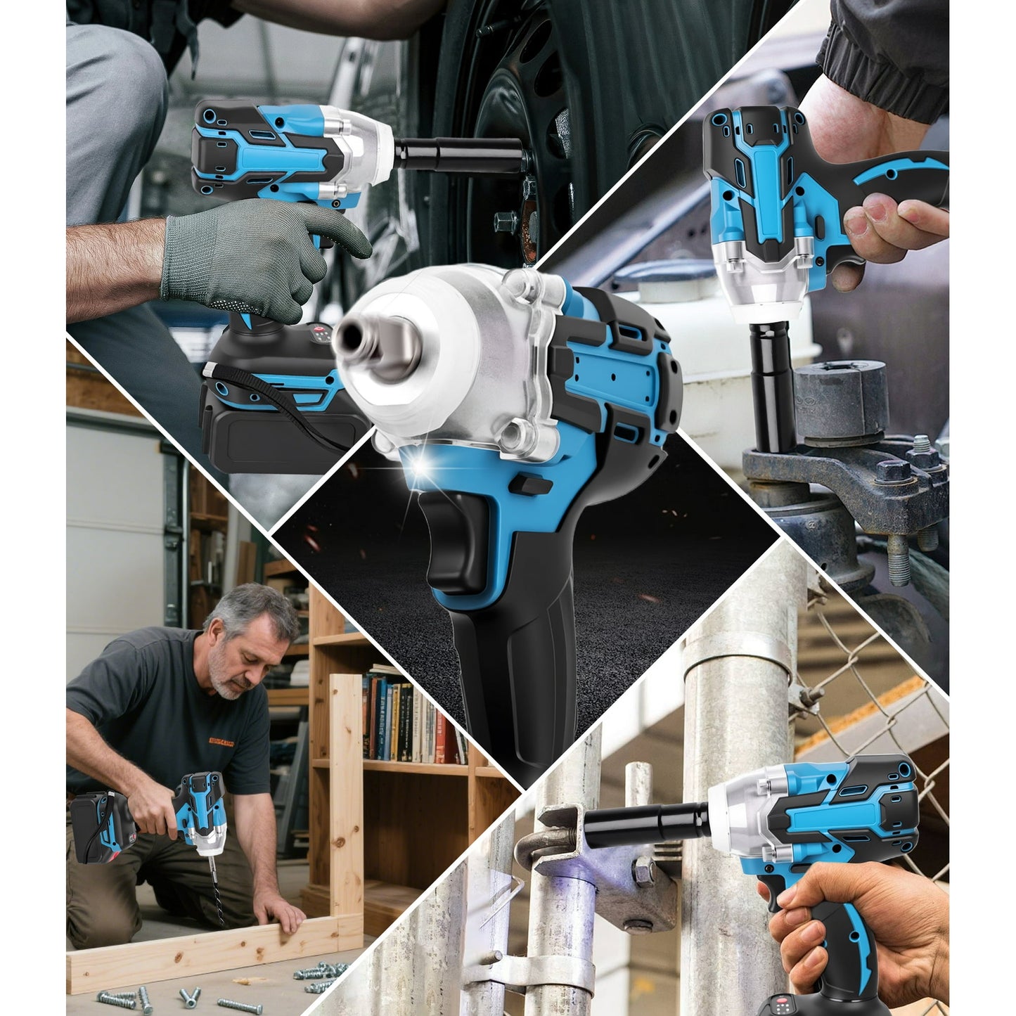 Cordless Impact Wrench 1/2 Brushless Impact Gun With 3000RPM & Max Torque 260 ft-lbs High Torque Gun w/ 2x 2.0Ah Battery & Charger