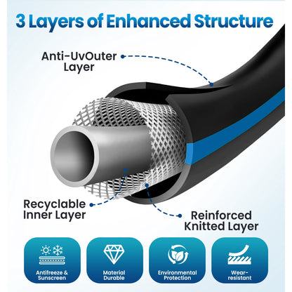 OHHANI Garden Hose, 50 FT x 5/8” Water Hose for Outdoor with 10 Function Sprayer Nozzle