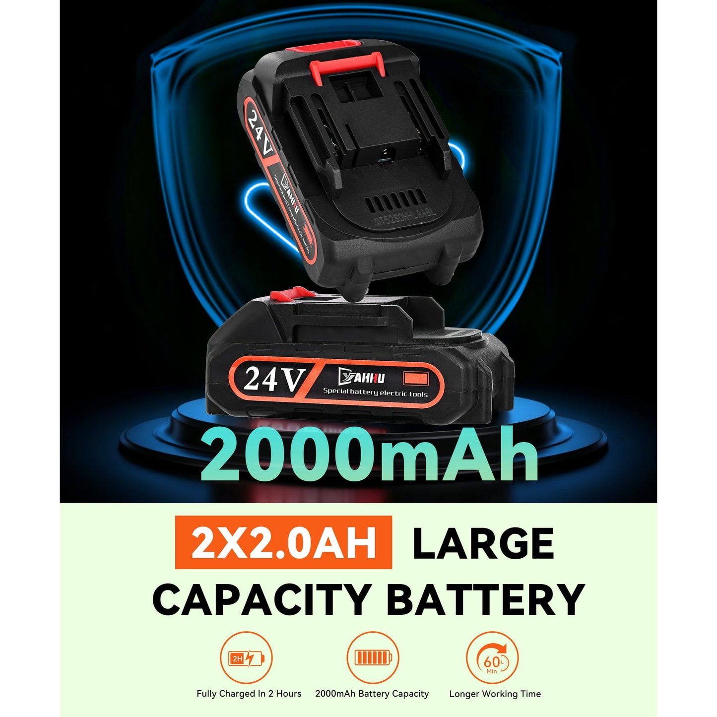 YAHHU Cordless Hedge Trimmer, 2 in 1 Handheld Electric Grass Trimmer , Trimmer for Bush,Tree, Garden, Patio and Lawn