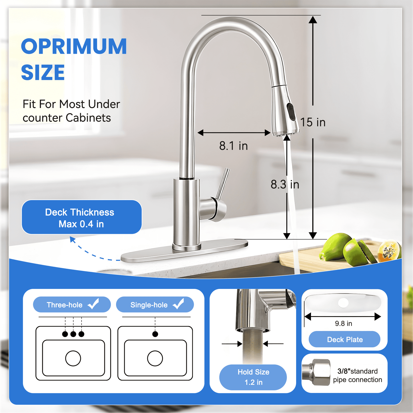 NFTIGB Kitchen Faucet with Pull Down Sprayer, Stainless Steel Kitchen Sink Faucet with Deck Plate to Cover Hole