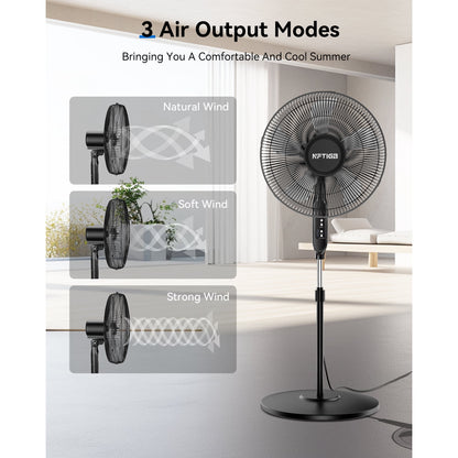 NFTIGB 16'' Oscillating Pedestal Fan w/Remote and Timer, 12 Speeds,Adjustable Height Floor Fan New