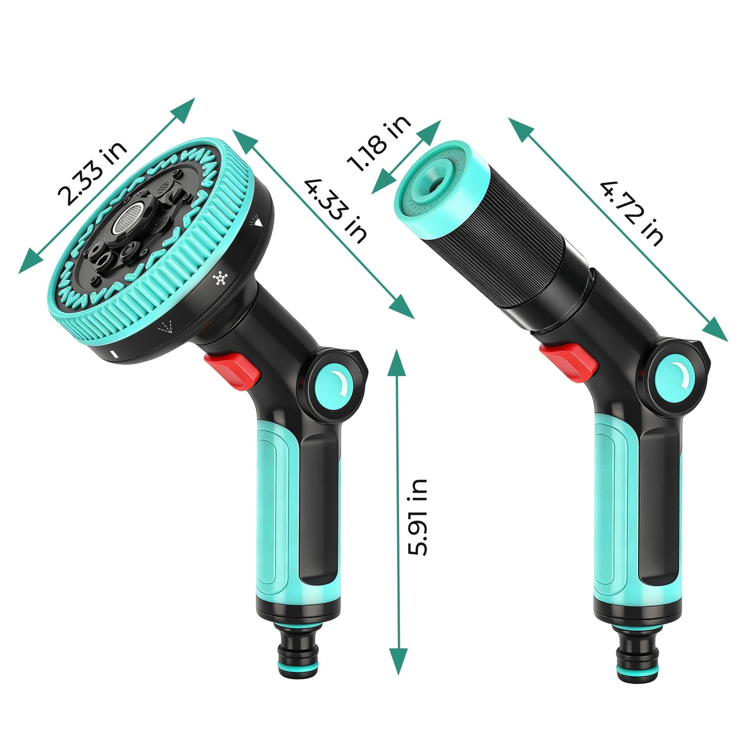 OHHANI Garden Hose Nozzle Multiple modes Dual Nozzle System Thumb Control for Watering Garden, Cleaning, Washing Car, Showering Pets