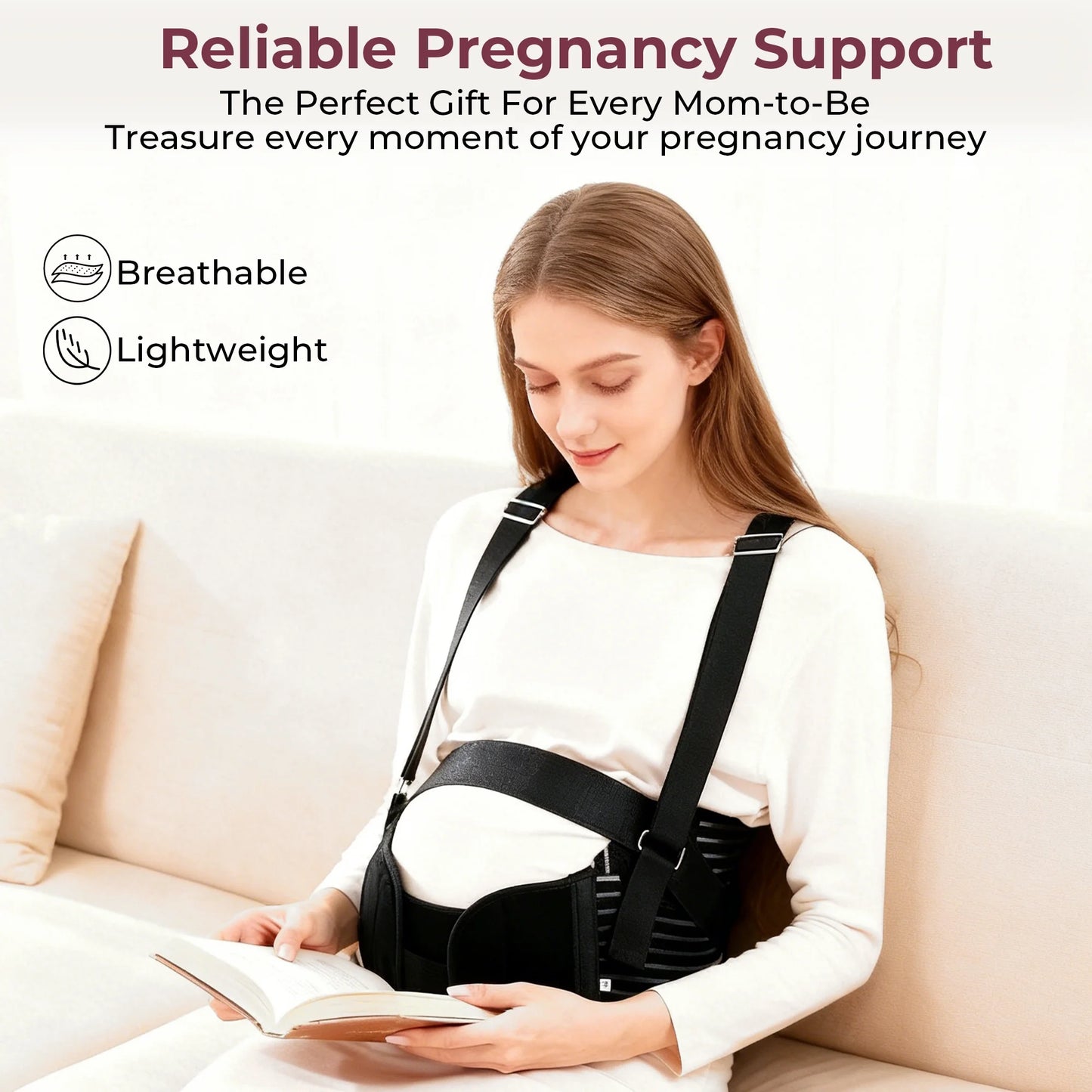 RUPOUN Maternity Belly Bands for Pregnant Women, Maternity Belt, Adjustable Pregnancy Belt for Back, Pelvic Support, Comfortable, Black
