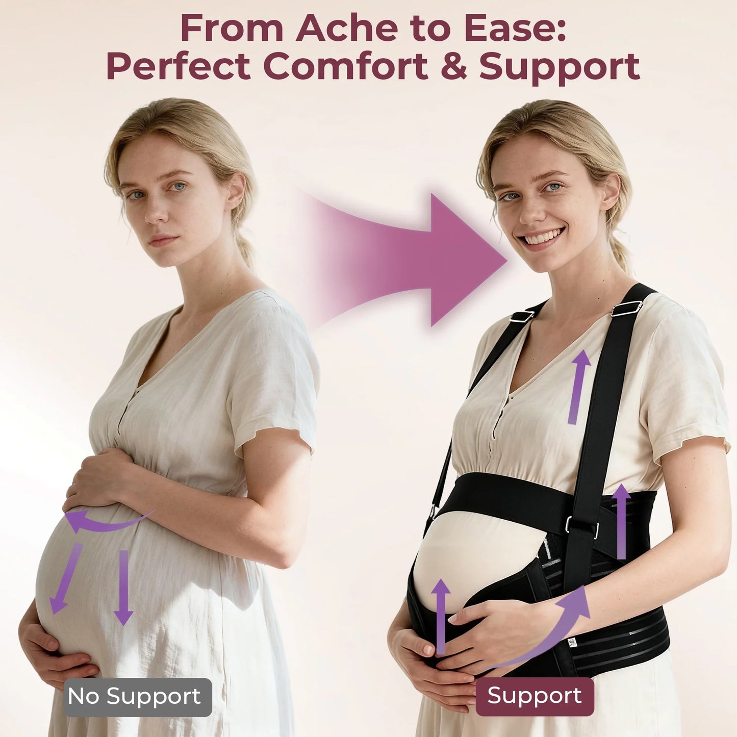 RUPOUN Maternity Belly Bands for Pregnant Women, Maternity Belt, Adjustable Pregnancy Belt for Back, Pelvic Support, Comfortable, Black